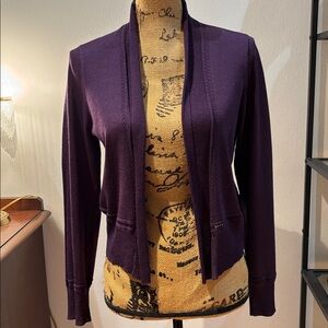 Jones New York Purple Open Front Cardigan